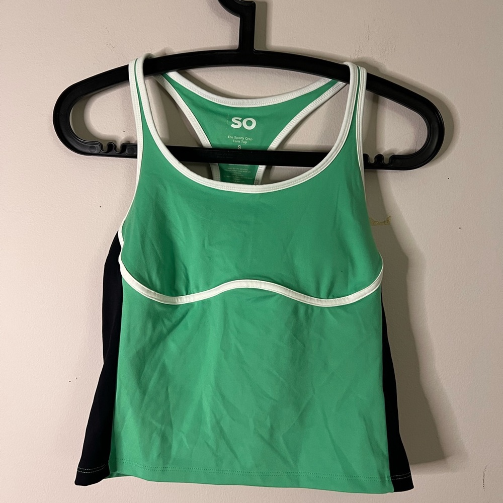 SO Mint and White Sporty Crop Tank